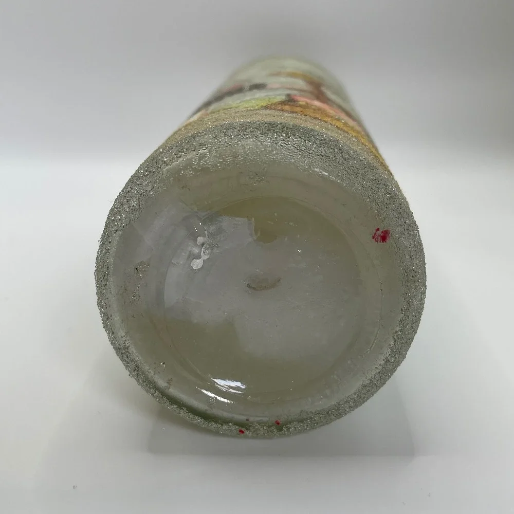 Vtg Majestic Cylinder Candle Cottagecore Sewing Girl Sugar Coated  Frosted 1970s